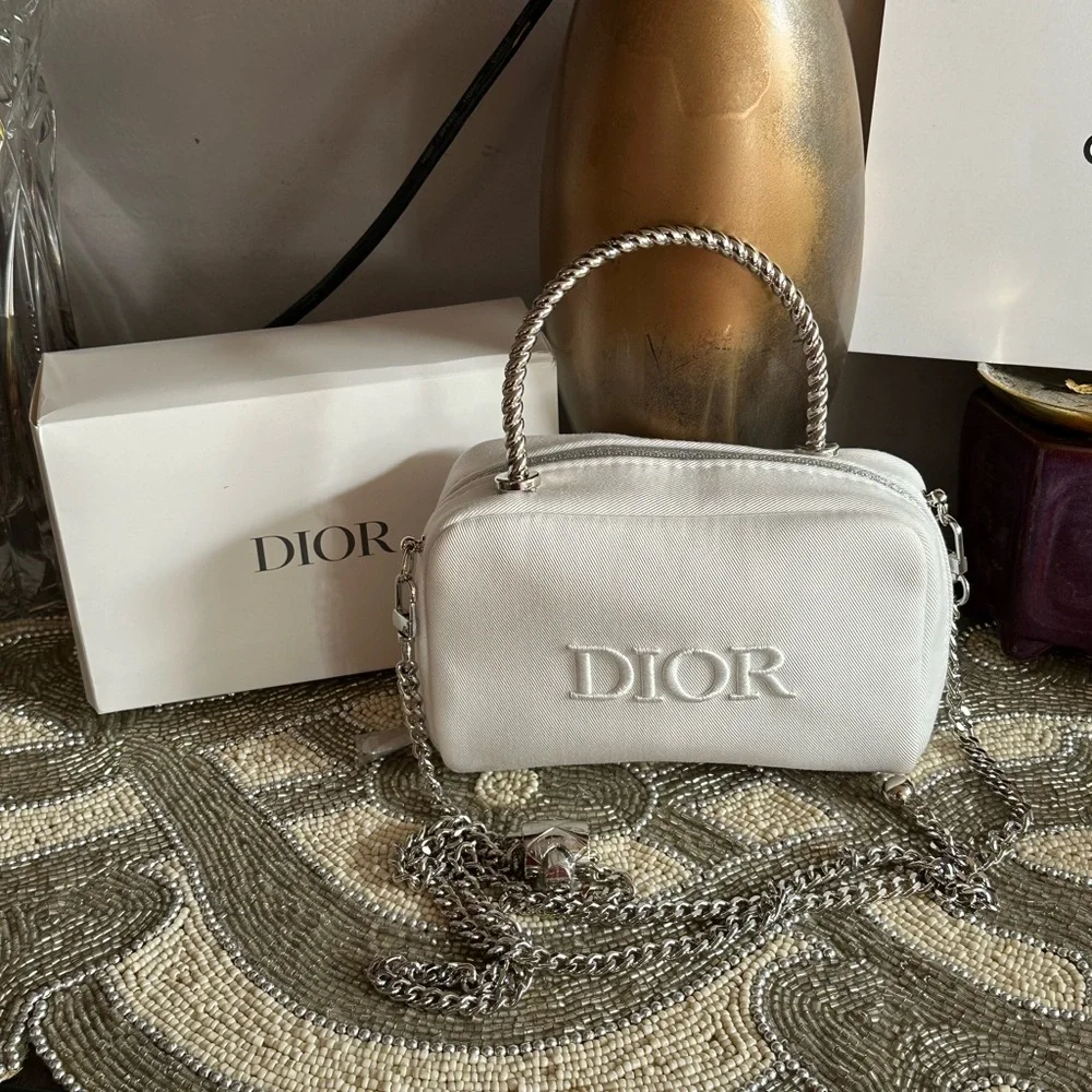 Dior NWOT Beauty White Denim Cosmetic Bag in crossbody bag new - Picture 2 of 16